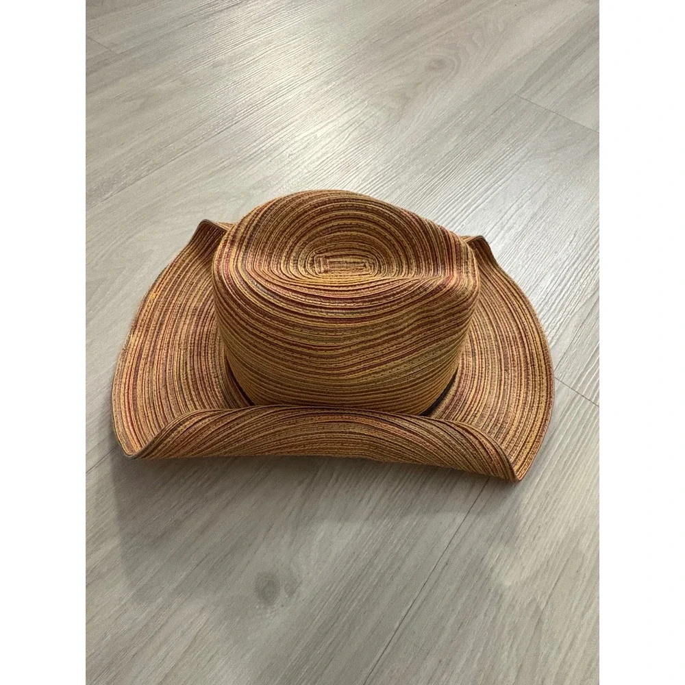 American Hat Makers Hat Women Multi Color Striped Sun Wide Brim Cowboy One Size